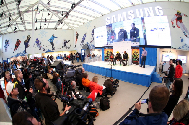 Jamaican bobsledders at the Samsung Galaxy Studio Olympic Park to speak about their inspirational journey to Sochi 2014 Olympic Winter Games