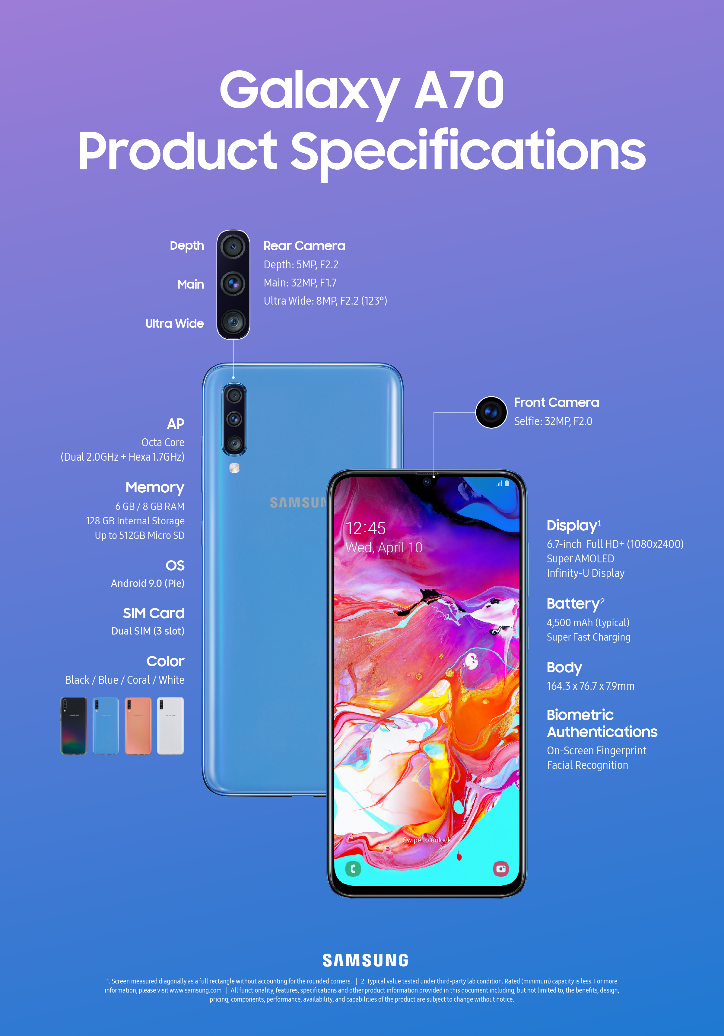 Galaxy A70 Spec info