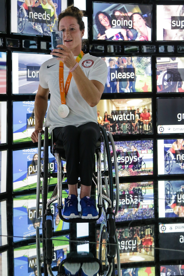 13X Paralympic Medalist from Team USA, Tatyana Mcfadden, Visits Revamped Samsung Galaxy Studio in Olympic Park to Meet Fans and Test Out Latest Accessibility Technologies