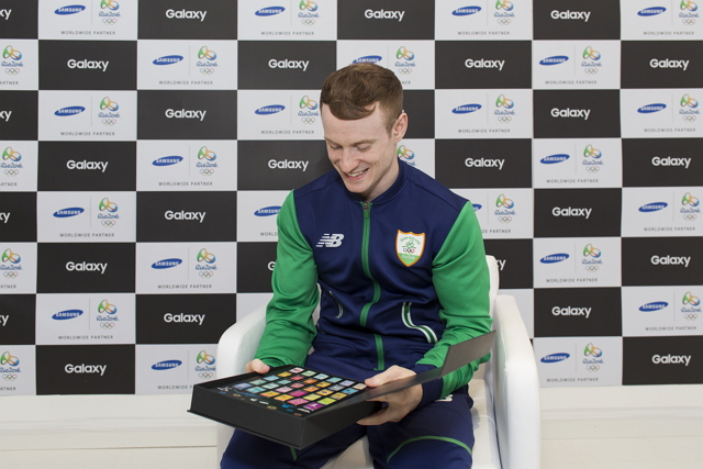 Irish gymnast Keiran Behan Visits the Samsung Galaxy Studio in Olympic Park to Meet with Fans and Test out the Latest Samsung Technology