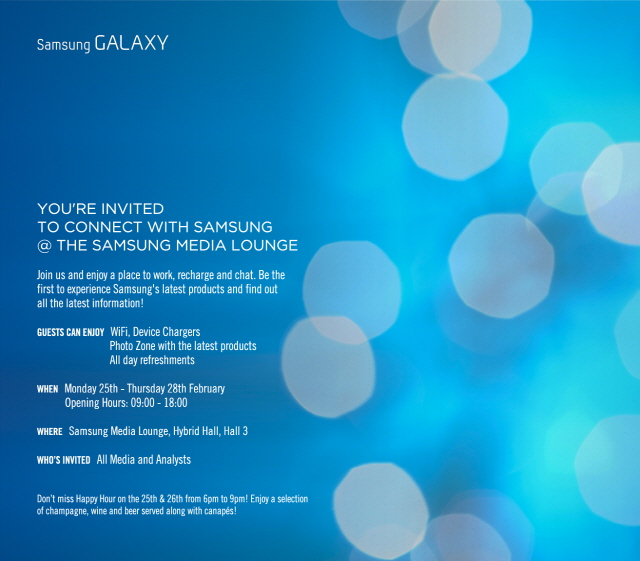 [MWC 2013] Samsung Media Lounge Invitation