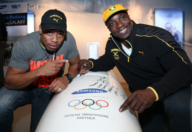 Jamaican bobsledders at the Samsung Galaxy Studio Olympic Park to speak about their inspirational journey to Sochi 2014 Olympic Winter Games