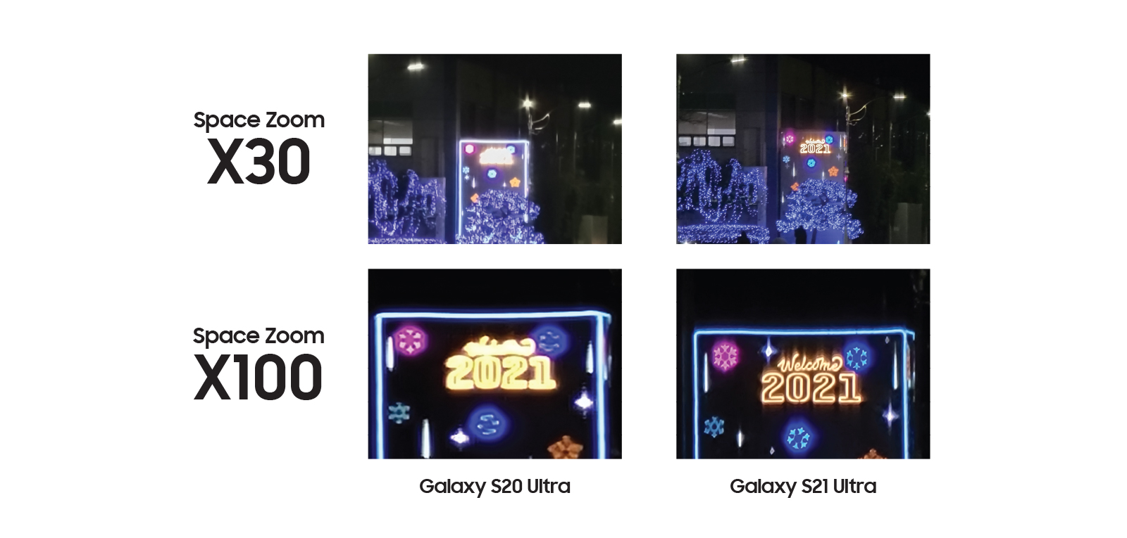 Showing the image comparison for a better output when shooting the neon sign in a dark scene