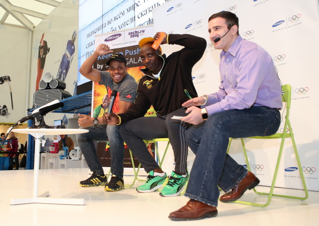 Jamaican bobsledders at the Samsung Galaxy Studio Olympic Park to speak about their inspirational journey to Sochi 2014 Olympic Winter Games