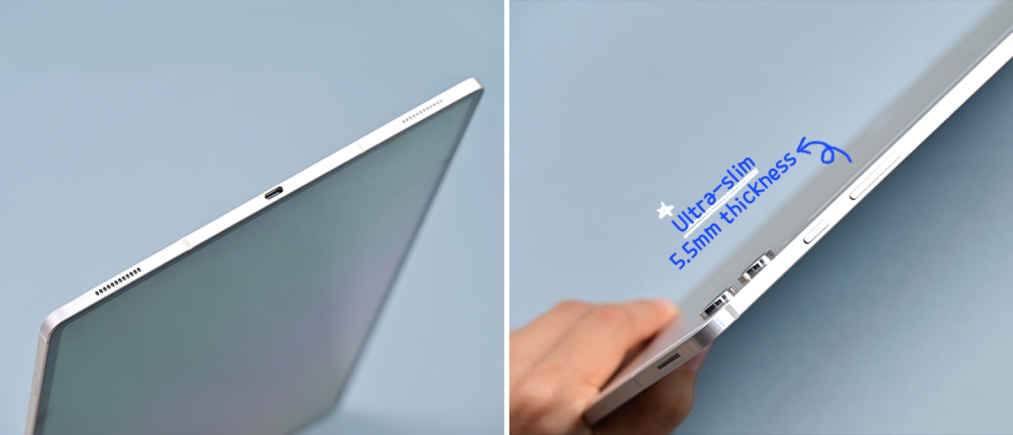 Image of unboxing the Galaxy Tab S9 Ultra showing high performance in a sleek design
