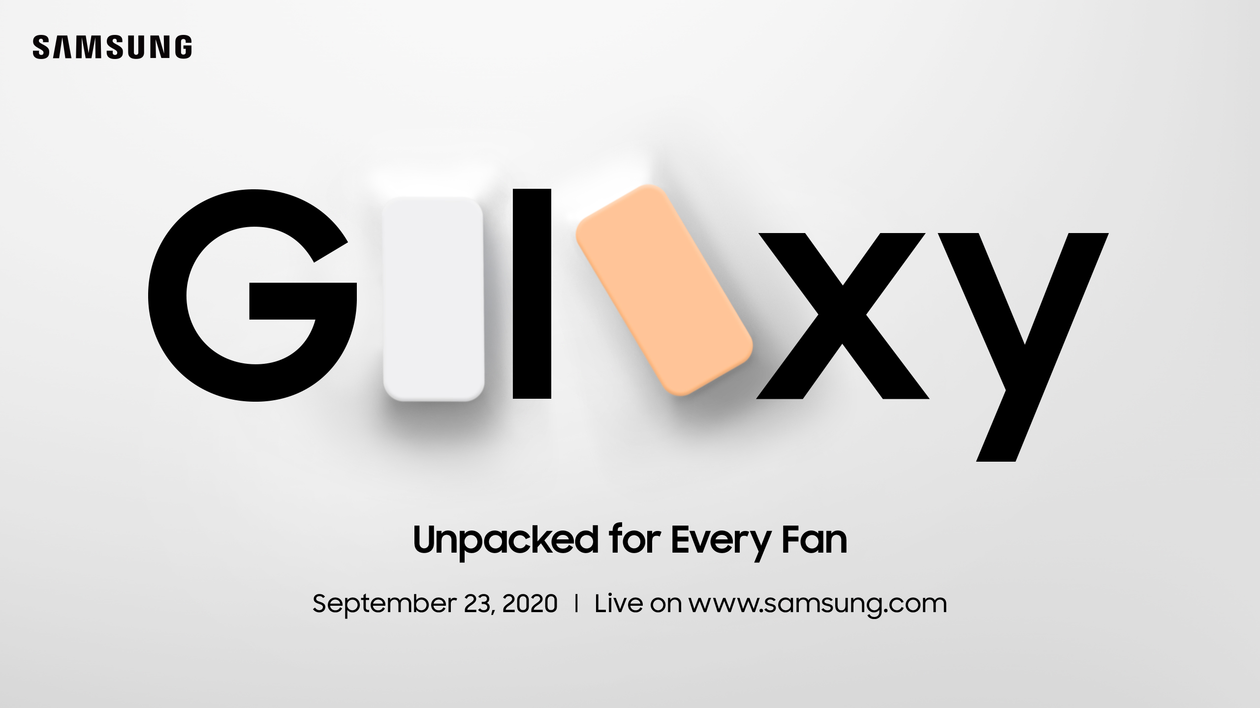Galaxy unpacked for everyone invitation with white and orange